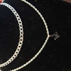 Senran Layered Initial M Pendant Necklace with Figaro Twist Rope Chain